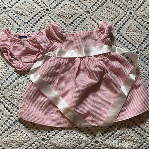 Pink Baby toddler Dress with White diaper cover Ribbon chaps size 18 m 18m